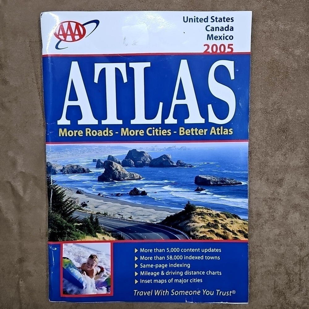 AAA Atlas 2005 Road Map United‎ States Canada Mexico Travel Guide Book Vintage
